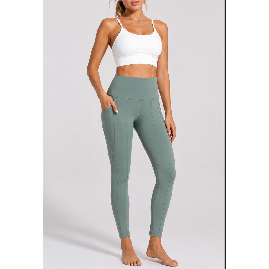 Sage Green Buttery Soft Yoga Leggings Gorpcore Utility Activewear