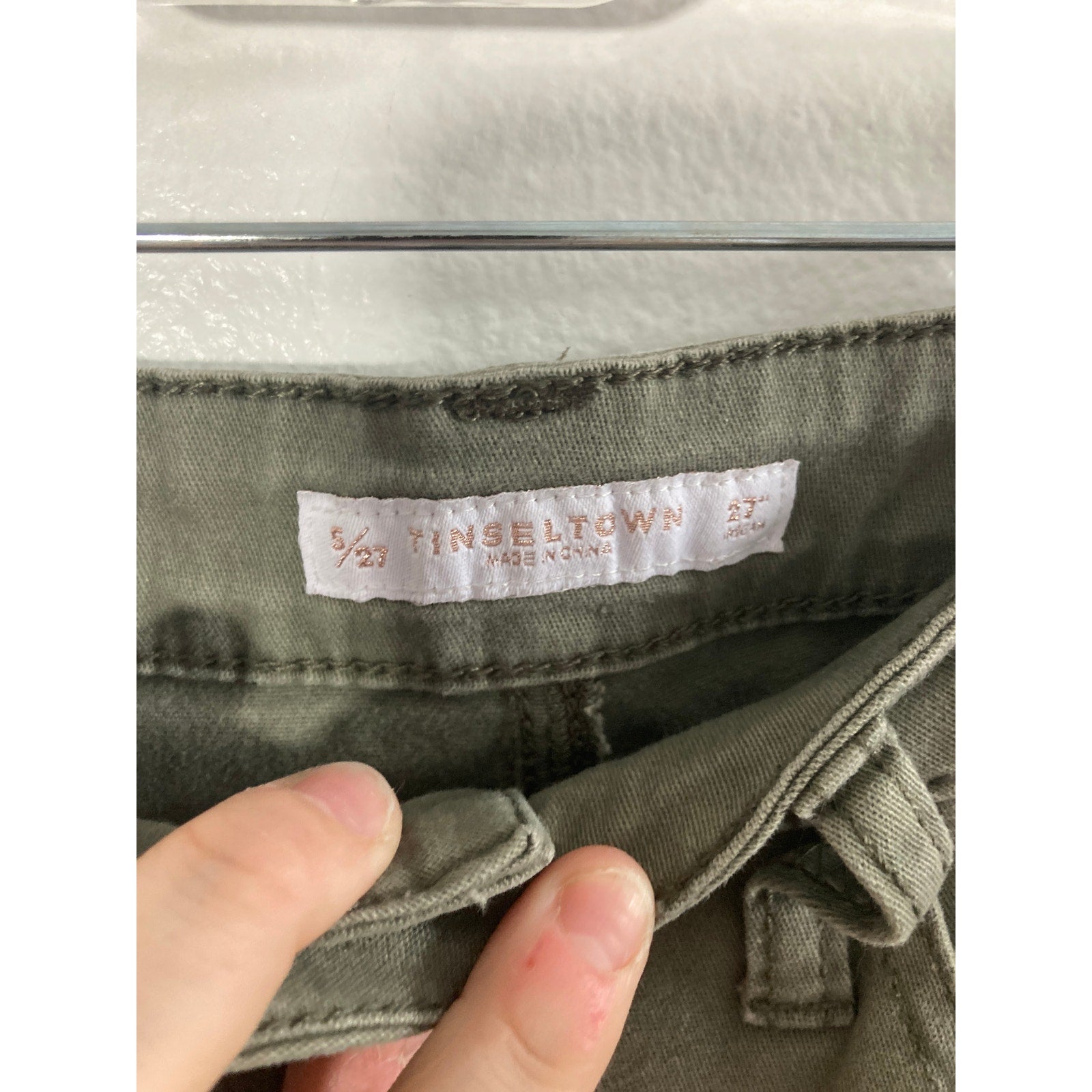 Tinseltown Green Raw Hem Cotton Green Gorp Core  Utility Hiking Jeans SZ 5