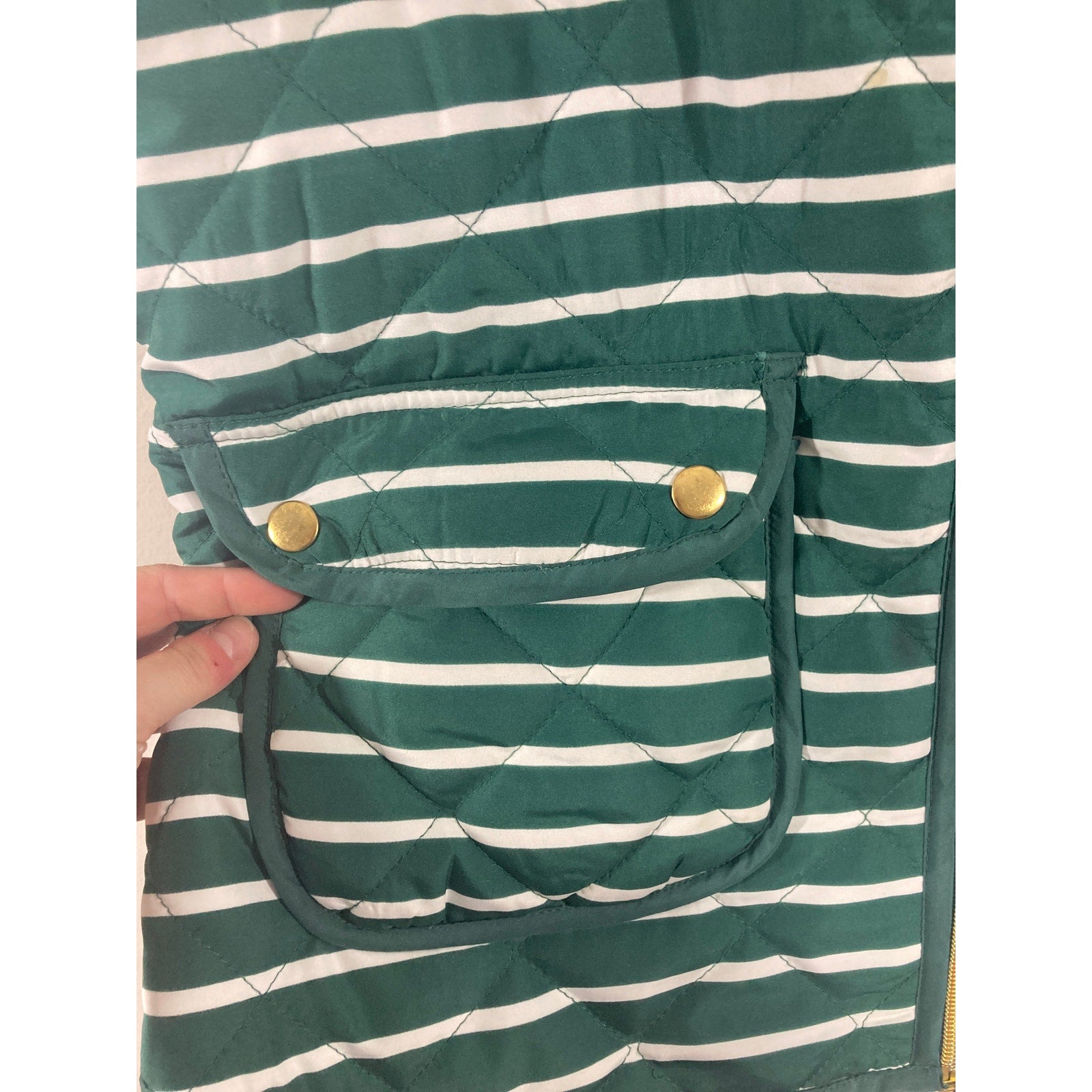 Activology Women's Sleeveless Green  Holidaycore Striped Puffer Vest