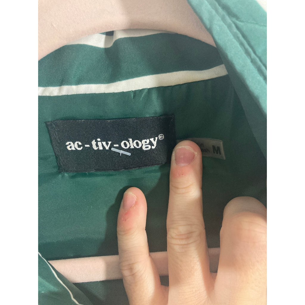 Activology Women's Sleeveless Green  Holidaycore Striped Puffer Vest